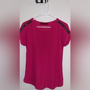 Pink with black rhinestone detail blouse